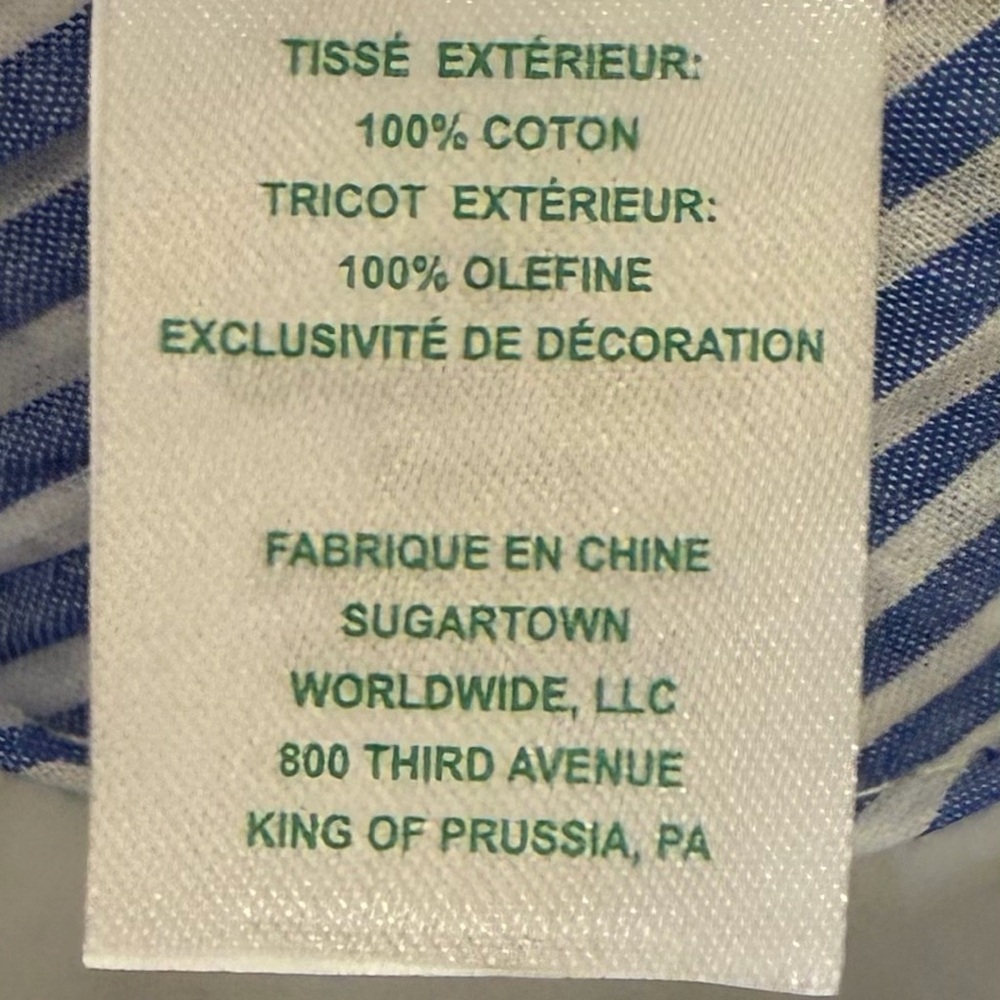 Lilly Pulitzer For Shore Visor Coastal Blue Gold Oxford Stripe Hat One Size NEW - Picture 12 of 14
